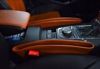 ORGANIZER SAMOCHODOWY DO AUTA KIESZEŃ MIĘDZY TUNEL ŚRODKOWY A SIEDZENIA FOTELE NA DROBIAZGI DOKUMENTY EKO-SKÓRA BRĄZ - 2