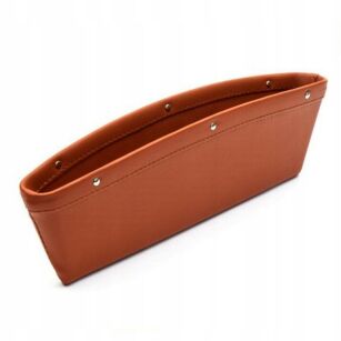 ORGANIZER SAMOCHODOWY DO AUTA KIESZEŃ MIĘDZY TUNEL ŚRODKOWY A SIEDZENIA FOTELE NA DROBIAZGI DOKUMENTY EKO-SKÓRA BRĄZ