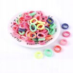 DWUKOLOROWE GUMKI GUMECZKI FROTKI KOLOROWE OZDOBY DO WŁOSÓW ELASTYCZNE ZESTAW DLA DZIEWCZYNKI 100SZT - 2