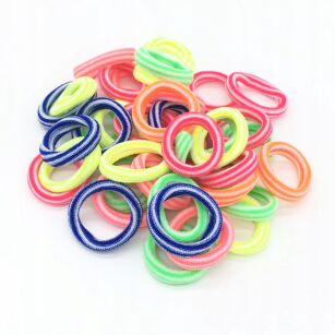 DWUKOLOROWE GUMKI GUMECZKI FROTKI KOLOROWE OZDOBY DO WŁOSÓW ELASTYCZNE ZESTAW DLA DZIEWCZYNKI 100SZT
