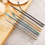 SŁOMKI RURKI METALOWE DO PICIA NAPOJÓW KOKTAJLI DRINKÓW WIELORAZOWE CIENKIE Z CZYŚCIKIEM 8 SZTUK - 4