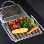 SZARA MATA KUCHENNA ZWIJANA OCIEKACZ NA NACZYNIA WARZYWA I OWOCE SUSZARKA NA ZLEWOZMYWAK - 4