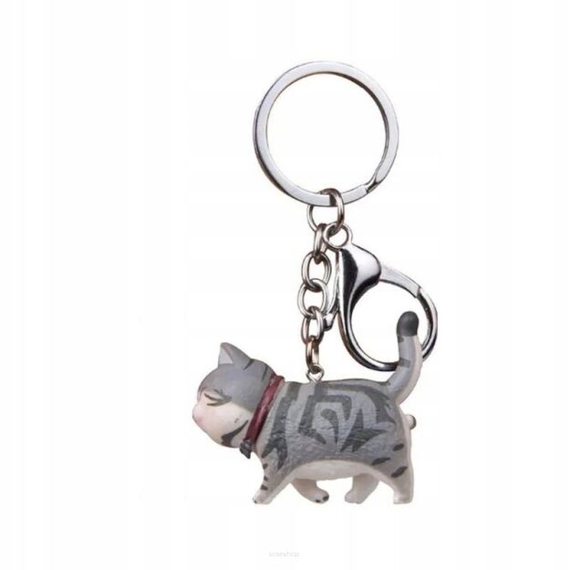 SZARY KOTEK ZAWIESZKA BRELOK BRELOCZEK MASKOTKA DO KLUCZY PLECAKA TOREBKI NA PREZENT DZIEŃ DZIECKA