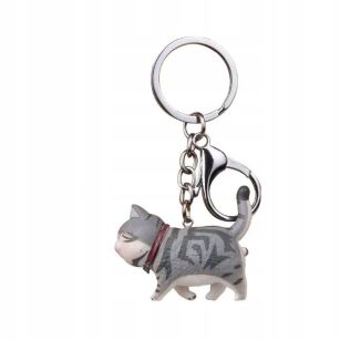 SZARY KOTEK ZAWIESZKA BRELOK BRELOCZEK MASKOTKA DO KLUCZY PLECAKA TOREBKI NA PREZENT DZIEŃ DZIECKA