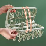 MINI SUSZARKA DO PRANIA BIELIZNY 32 KLAMERKI KLIPSY SKŁADANA WIESZAK NIEBIESKA - 5