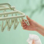 MINI SUSZARKA DO PRANIA BIELIZNY 32 KLAMERKI KLIPSY SKŁADANA WIESZAK NIEBIESKA - 4