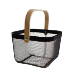 KOSZYK METALOWY ORGANIZER DO SPIŻARNI NA OWOCE ZAKUPY WARZYWA GRZYBY ZABAWKI CZARNY AŻUROWY Z SIATKI - 2