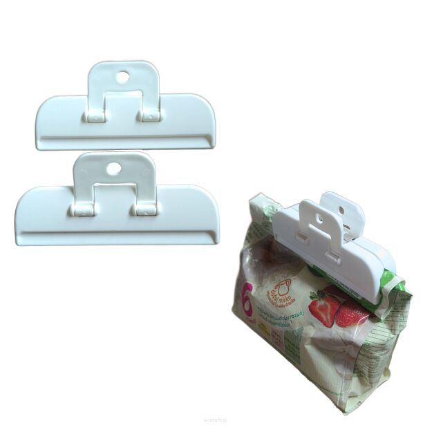 KREMOWE KLIPSY SPINACZE DO ZAMYKANIA TOREBEK WORECZKÓW OPAKOWAŃ ŻYWNOŚCI 2SZT