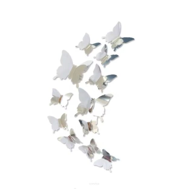 LUSTRZANE  NAKLEJKI ŚCIENNE NA ŚCIANĘ MEBLE MOTYLKI MOTYLE SAMOPRZYLEPNE 3D DEKORACJA POKOJU OZDOBA ZESTAW 12 SZTUK