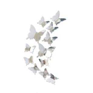 LUSTRZANE  NAKLEJKI ŚCIENNE NA ŚCIANĘ MEBLE MOTYLKI MOTYLE SAMOPRZYLEPNE 3D DEKORACJA POKOJU OZDOBA ZESTAW 12 SZTUK