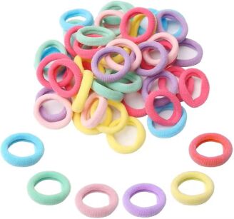 KOLOROWE GUMKI DO WŁOSÓW DLA DZIECI DZIEWCZYNEK ELASTYCZNE FROTKI BEZPIECZNE 100 SZTUK MIX