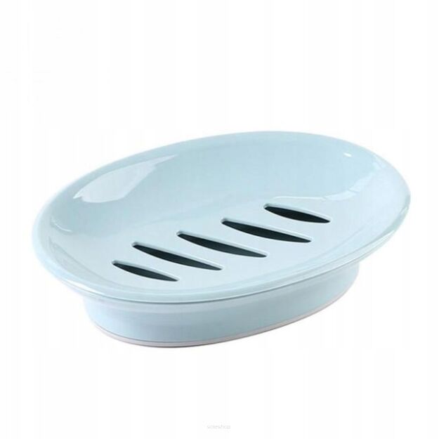 NIEBIESKA DUŻA PLASTIKOWA MYDELNICZKA PODSTAWKA NA MYDŁO Z OCIEKACZEM Z ODPŁYWEM PODSTAWKĄ NA UMYWALKĘ WANNĘ