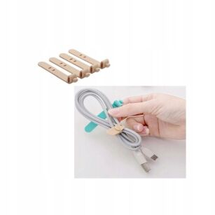 OPASKA ZACISKOWA REGULOWANA TAŚMA UCHWYT ORGANIZER DO WIĄZANIA KABLI PRZEWODÓW ZESTAW 4SZT BRĄZOWE