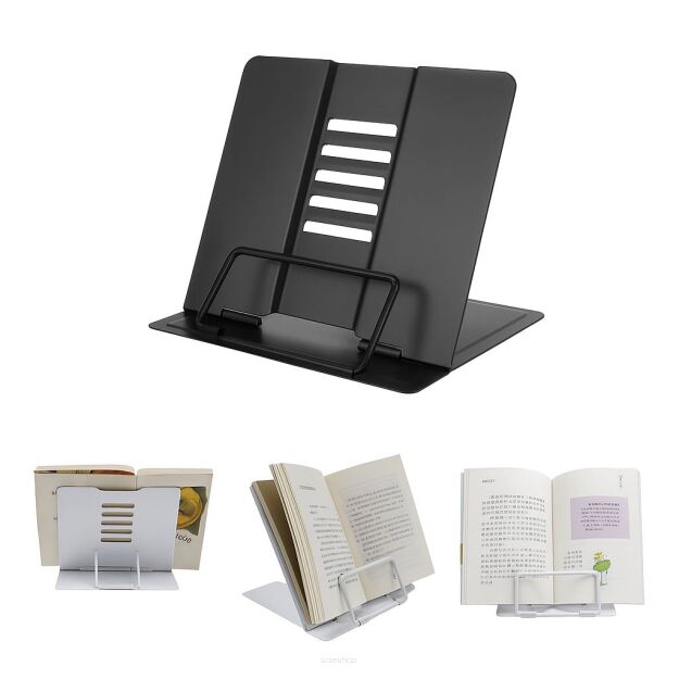 CZARNY METALOWY STOJAK UCHWYT NA KSIĄŻKĘ DO CZYTANIA PODPÓRKA PODSTAWKA REGULOWANA POD KSIĄŻKI TABLET
