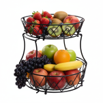 KOSZ KOSZYK NA OWOCE WARZYWA PIĘTROWY METALOWY DUŻY CZARNY OKRĄGŁY AŻUROWY - 3