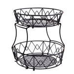 KOSZ KOSZYK NA OWOCE WARZYWA PIĘTROWY METALOWY DUŻY CZARNY OKRĄGŁY AŻUROWY - 2