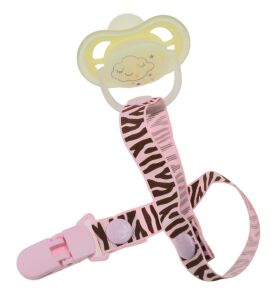 RÓŻOWA ZEBRA PRZYPINKA ZAWIESZKA DO SMOCZKA NA SMOCZEK Z KLIPSEM DLA DZIEWCZYNKI