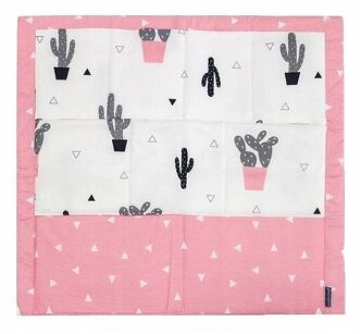RÓŻOWY W KAKTUSY ORGANIZER NA ŁÓŻECZKO WISZĄCY PRZYBORNIK NA PIELUCHY DO ŁÓŻECZKA Z 9 KIESZENIAMI USZTYWNIONY