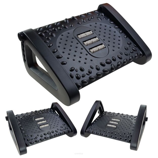 PODNÓŻEK POD BIURKO BIUROWY REGULOWANY ERGONOMICZNY PODSTAWA POD STOPY NOGI Z MASAŻEM CZARNY SIMPLO