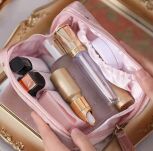 RÓŻOWA KOSMETYCZKA PODRÓŻNA DAMSKA DO TOREBKI WALIZKI SASZETKA ETUI NA PODPASKI WKŁADKI KOSMETYKI - 2