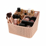 RÓŻOWY ORGANIZER NA KOSMETYKI NA BIURKO Z PRZEGRÓDKAMI PRZYBORNIK POJEMNIK - 3