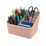 RÓŻOWY ORGANIZER NA KOSMETYKI NA BIURKO Z PRZEGRÓDKAMI PRZYBORNIK POJEMNIK - 4