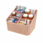 RÓŻOWY ORGANIZER NA KOSMETYKI NA BIURKO Z PRZEGRÓDKAMI PRZYBORNIK POJEMNIK - 5