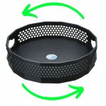 CZARNA ELEGANCKA AŻUROWA PÓŁKA TACA OBROTOWA OBRACANA ORGANIZER NA KOSMETYKI PRZYPRAWY DO SZAFKI SZUFLADY - 5