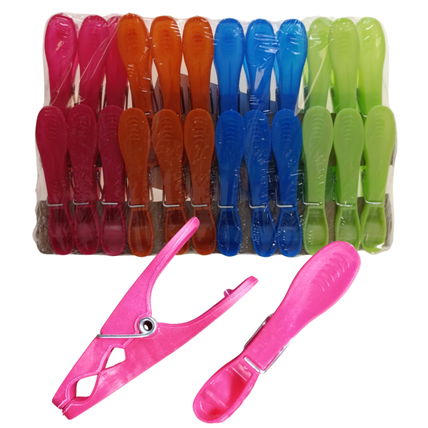 KLAMERKI DO PRANIA PLASTIKOWE KOLOROWE SPINACZE DO BIELIZNY WYTRZYMAŁE SPRĘŻYNKI 24 SZT