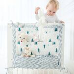 SZARY W DRZEWA ORGANIZER NA ŁÓŻECZKO WISZĄCY PRZYBORNIK NA PIELUCHY DO ŁÓŻECZKA Z 9 KIESZENIAMI USZTYWNIONY - 2