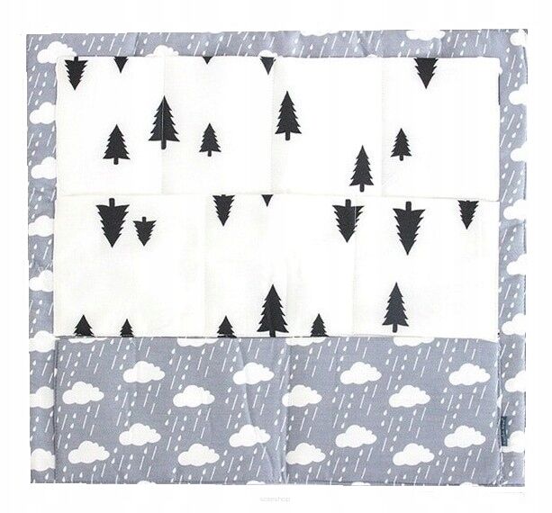 SZARY W DRZEWA ORGANIZER NA ŁÓŻECZKO WISZĄCY PRZYBORNIK NA PIELUCHY DO ŁÓŻECZKA Z 9 KIESZENIAMI USZTYWNIONY