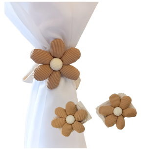 BRĄZOWY KWIATEK UPINACZ UCHWYT DO ZASŁON ZAPIĘCIE DEKORACJA OKIENNA 3D POKÓJ DZIECIĘCY 2szt