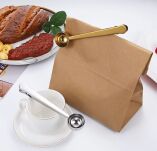 KLIPS METALOWY DO OPAKOWAŃ ZŁOTY 17,5CM Z MIARKĄ 18ML SPINACZ DO KAWY HERBATY PRZYPRAW PŁATKÓW ZBOŻOWYCH - 5