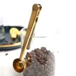 KLIPS METALOWY DO OPAKOWAŃ ZŁOTY 17,5CM Z MIARKĄ 18ML SPINACZ DO KAWY HERBATY PRZYPRAW PŁATKÓW ZBOŻOWYCH - 3