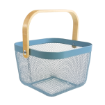 METALOWY KOSZYK KOSZ NA OWOCE WARZYWA GRZYBY ZABAWKI ZAPASY ORGANIZER DO SPIŻARNI AŻUROWY Z SIATKI NIEBIESKI - 2