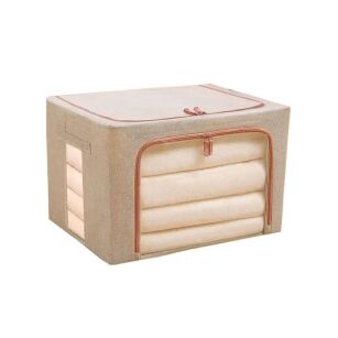 BEŻOWY POJEMNIK NA POŚCIEL ORGANIZER NA UBRANIA BIELIZNĘ PUDEŁKO DO SZUFLADY SZAFY PRZECHOWYWANIA 66LITRÓW