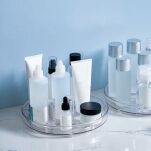 MAŁA TRANSPARENTNA PÓŁKA TACA OBROTOWA OBRACANA ORGANIZER NA KOSMETYKI PRZYPRAWY DO SZAFKI OBROTOWY - 5