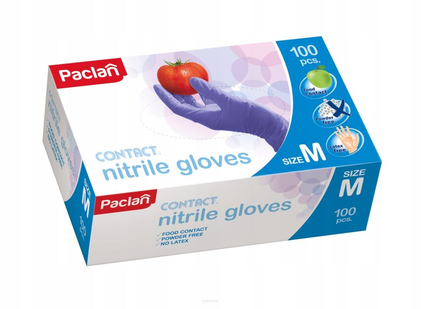 RĘKAWICE RĘKAWICZKI JEDNORAZOWE NITRYLOWE BEZPUDROWE OCHRONNE ROZMIAR M PUDEŁKO 100 SZT PACLAN