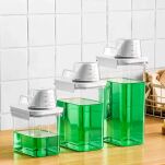 POJEMNIK ORGANIZER PUDEŁKO NA PROSZEK PŁYN DO PRANIA PŁUKANIA Z MIARKĄ ZAMYKANE NA DETERGENTY 2300ML - 8