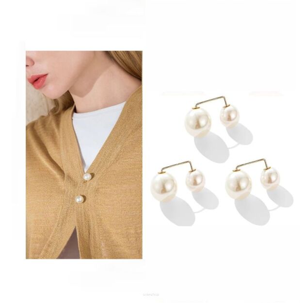 KREMOWA BROSZKA PRZYPINKA OZDOBNA DAMSKA OZDOBA DO BLUZKI UBRAŃ KARDIGANU SWETRA PEREŁKI ZESTAW 3SZT