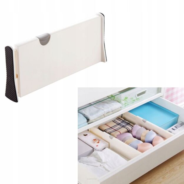 KRÓTKA PRZEGRODA PRZEGRÓDKA ORGANIZER DO SZUFLADY SZAFY SZUFLAD ROZSUWANA REGULOWANA SEPARATOR