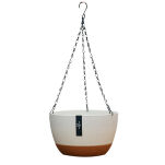 DONICZKA WISZĄCA XXL NA BALKON TARAS PLASTIKOWA Z PODSTAWKĄ KREMOWA MARMUREK 28,5CM + ŁAŃCUSZEK - 2