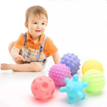 Piłki piłeczki kule sensoryczne dla dzieci do zabawy i masażu zestaw 6 sztuk