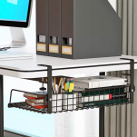 CZARNY ORGANIZER NA KABLE PÓŁKA POD BLAT BIURKO MASKOWNICA UCHWYT WIESZAK METALOWY - 4