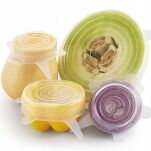 NIEBIESKIE POKRYWKI SILIKONOWE UNIWERSALNE ROZCIĄGANE ELASTYCZNE DO ŻYWNOŚCI 6SZT SZCZELNE NA POJEMNIKI GARNKI MISKI - 6