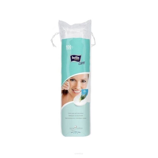 BELLA COTTON CARE BAWEŁNIANE PŁATKI KOSMETYCZNE DO DEMAKIJAŻU Z ALOESEM 100 SZTUK