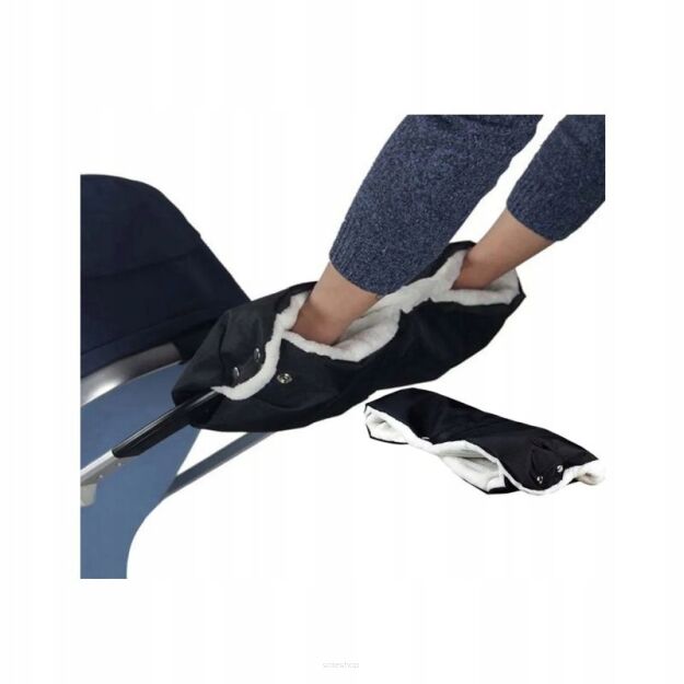 MUFKA RĘKAWICA OCIEPLANA OCIEPLACZ DO WÓZKA SANEK NA SANKI RĘCE WODOODPORNA GRUBA CIEPŁA MIĘKKA  CZARNA