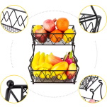 KOSZ NA OWOCE WARZYWA PIĘTROWY KOSZYK METALOWY DUŻY CZARNY ORGANIZER - 5