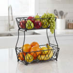 KOSZ NA OWOCE WARZYWA PIĘTROWY KOSZYK METALOWY DUŻY CZARNY ORGANIZER - 2