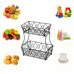 KOSZ NA OWOCE WARZYWA PIĘTROWY KOSZYK METALOWY DUŻY CZARNY ORGANIZER - 4